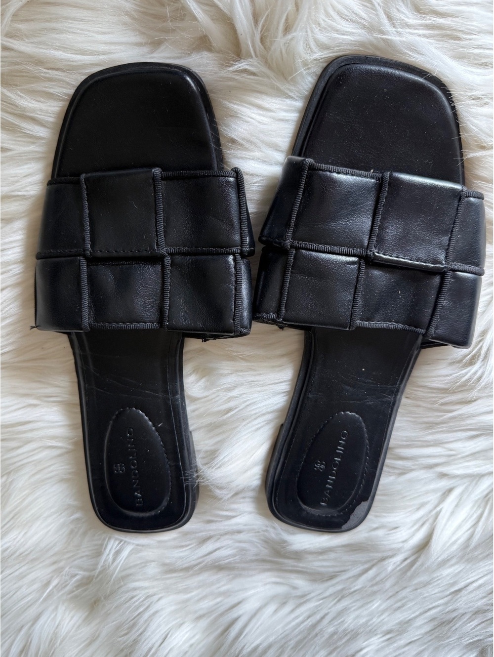 Bandolino Black Square Toe Slide Sandals Size 7M